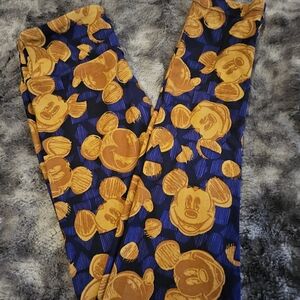 LuLaRoe Kids Leggings - Blue and Gold Mickey Mouse